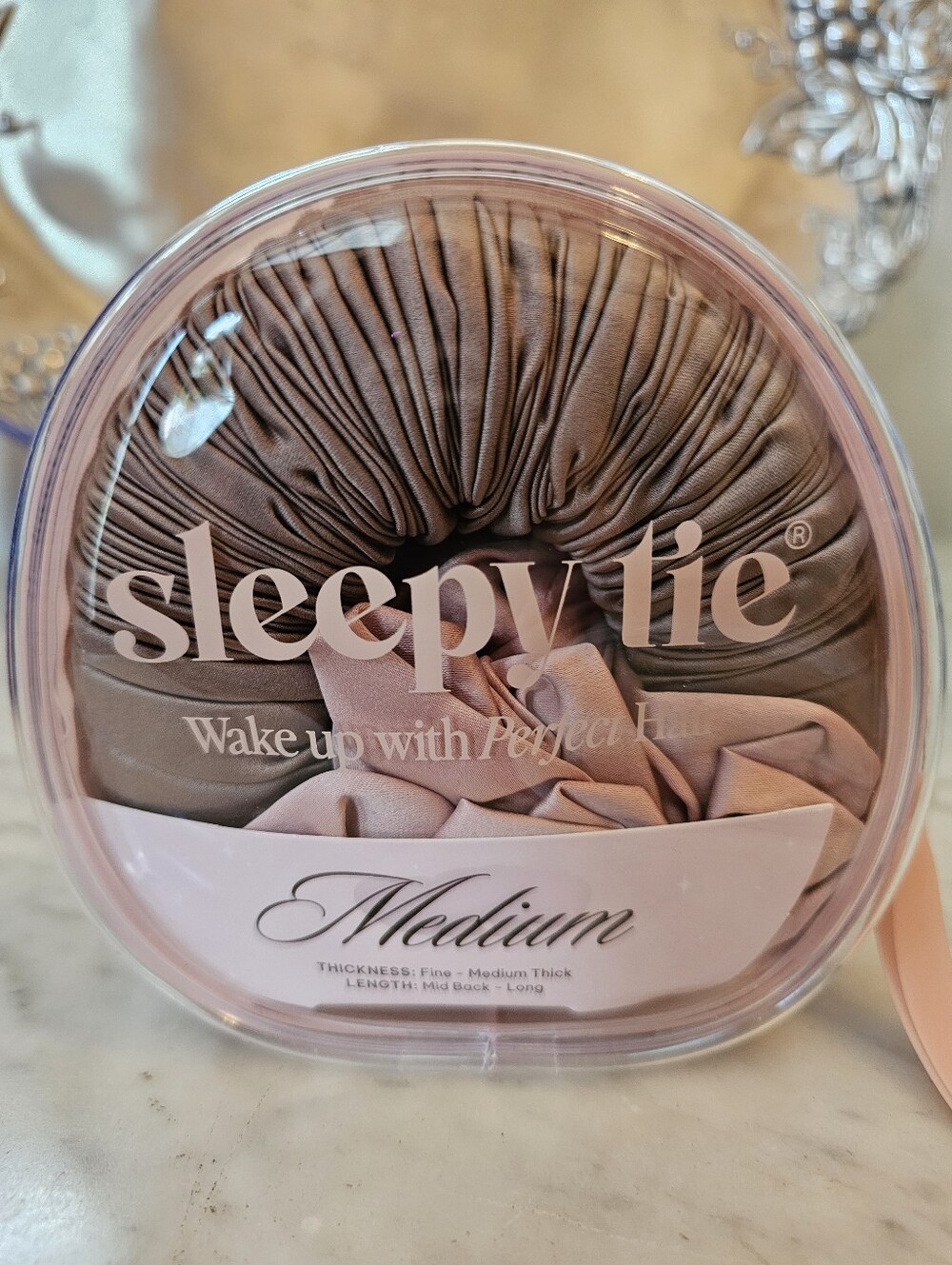 Sleepy Tie Medium Satin Hair Wrap in Taupe